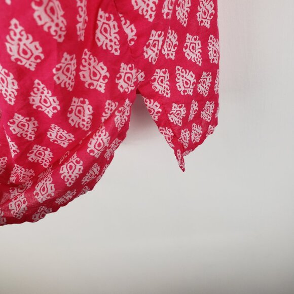 Talbots Embroidered Tunic Top Pink Medallion Foulard Lightweight Cotton Size 1XP - Picture 6 of 7